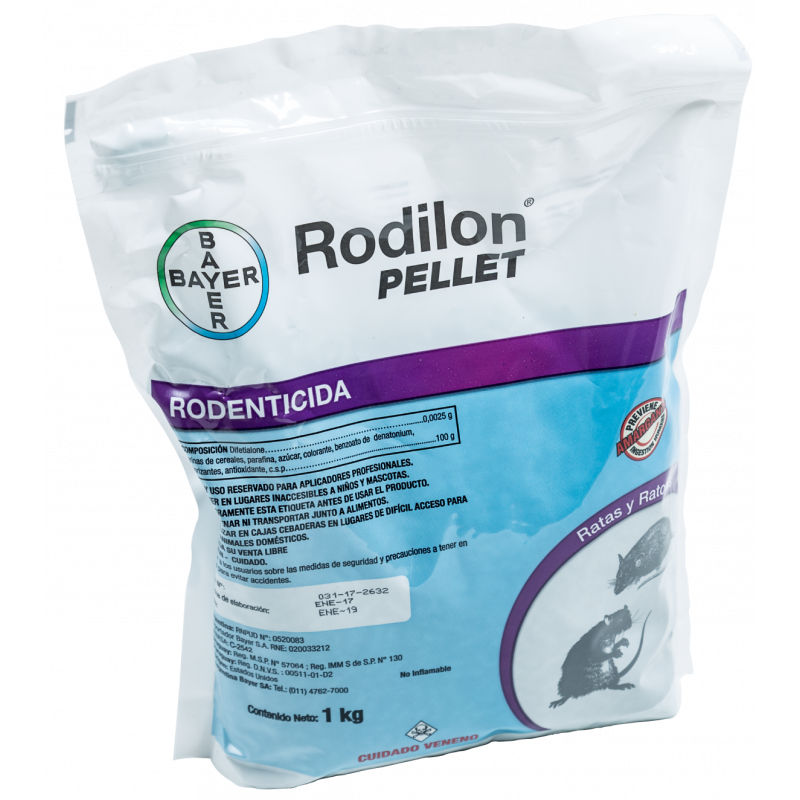 Raticida Rodilon Pellets x 1Kg