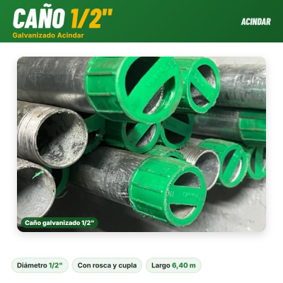 Caño Galvanizado Acindar 1/2